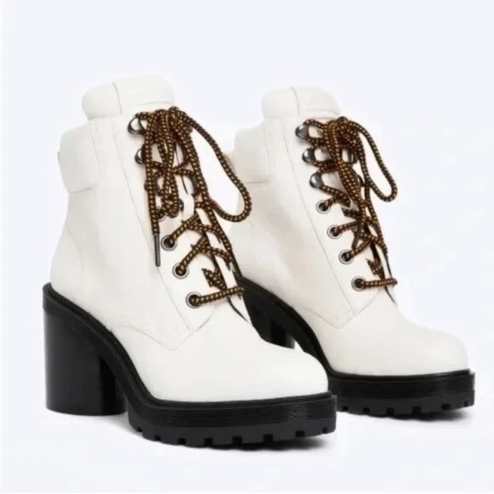 New! MARC JACOBS Crosby Square Heel
Toe Leather Platform Hiking Boots